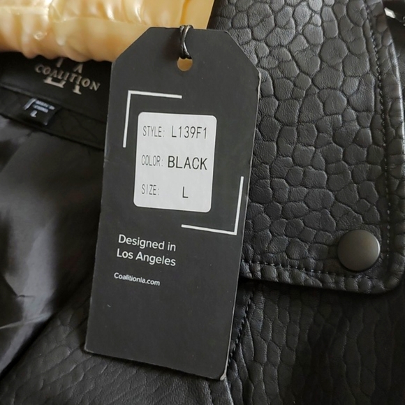 Moto jacket Coalition Black Vegan embossed  faux leather - Picture 8 of 8